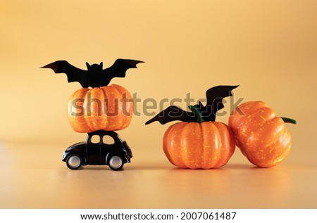 Happy halloween on orange background. Celebration concept.