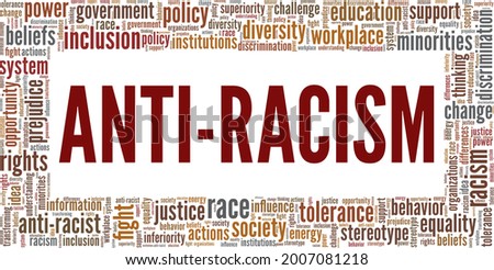 Anti-Racism vector illustration word cloud isolated on a white background. Royalty-Free Stock Photo #2007081218