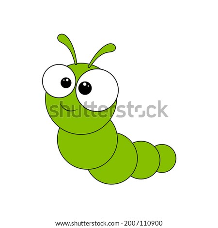 Caterpillar vector. Cute cartoon worm on a white background.