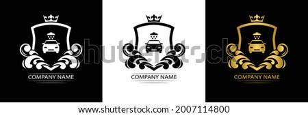 wash car logo template luxury royal vector company  decorative emblem with crown  