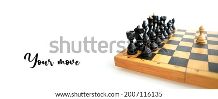 Chess on a wooden board isolated on a white background