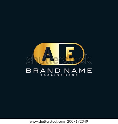 AE monogram logo with oval golden metal shape. premium 3D letters gold design. Logo can be used for business, jewelry shop, clothes, luxury goods. vector illustration template