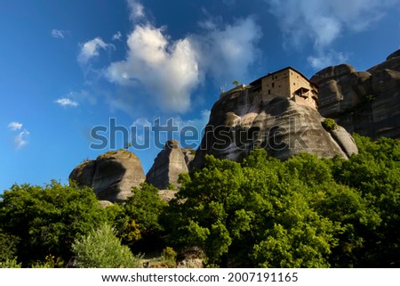Exotic scenery of Meteora, the Meteora is a rock formation in central Greece hosting one of the largest and most precipitously built complexes of Eastern Orthodox monasteries, Greece
