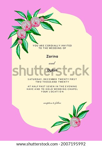 Wedding decoration concept. Floral poster, invitation design. Vector decorative card or invitation design background