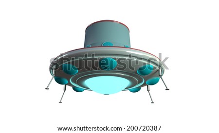 UFO unidentify object  from outer space in retro style with clipping mask