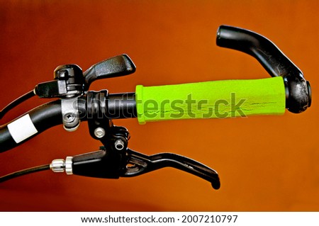 handlebars with brake detail and gearshift from old bicycle for mountain biking