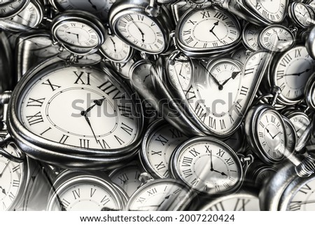 Droste effect background with infinite clock spiral. Abstract design for concepts related to time and deadline.