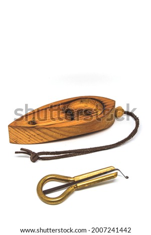 Jew's harp, altai vargan isolated on a white background with copy space