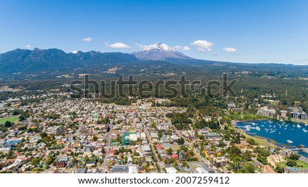 Aerial view of Villarica, Araucania, Chile. Volcan. Royalty-Free Stock Photo #2007259412