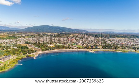Aerial view of Villarica, Araucania, Chile. Volcan. Royalty-Free Stock Photo #2007259625