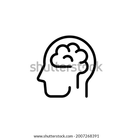 Human brain icon in line style. Editable stroke