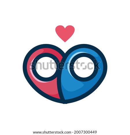 Couple love location symbol icon logo design vector