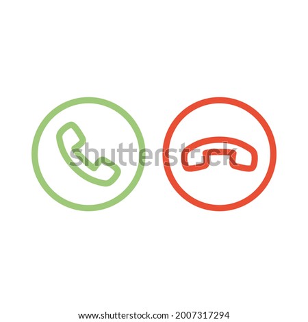 Accept and decline phone call buttons. Vector illustration icons.