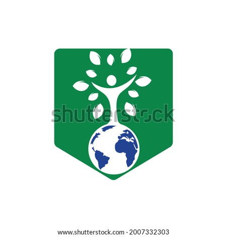 Global human tree vector logo design template.	