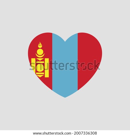 Mongolian flag in heart shape vector love Mongolia