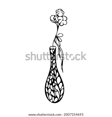 Beautiful decorative flowers in a vase. Simple doodle style for postcards, notebooks, stickers, design.