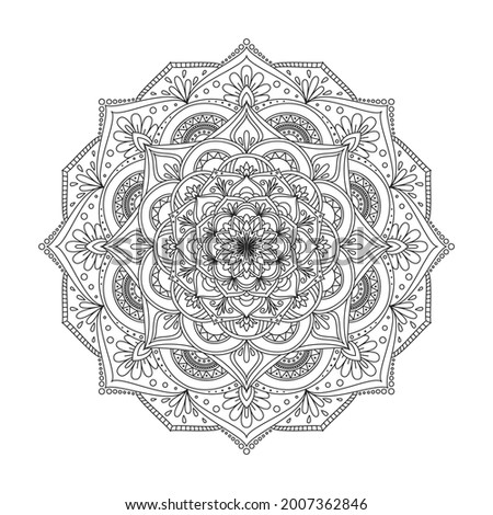 Mandala isolated on white background. Vintage decorative elements. Islam, Arabic, Indian, moroccan, ottoman motifs. Outline hand drawn. Vector illustration