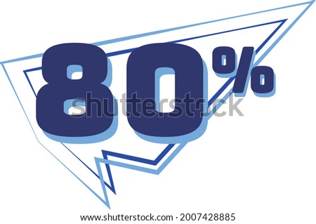 80% balloon. Discount, promotion or sale tags, blue balloon concept.