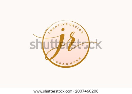 JR handwriting logo with circle template vector signature, wedding, fashion, floral and botanical with creative template.