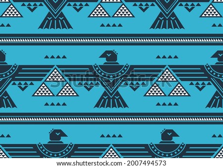 Bird Native American pattern, Geometric Ethnic pattern design, picture art and abstract background.