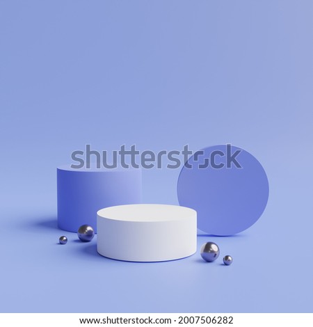 Product display podium with blue abstract background. 3D rendering