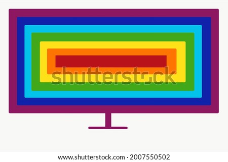 A computer rendered in the colours of a rainbow signifying the discourse of rights, celebration of diversity and building of solidarity