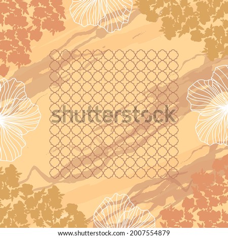 scarf with flower pattern on yellow color background