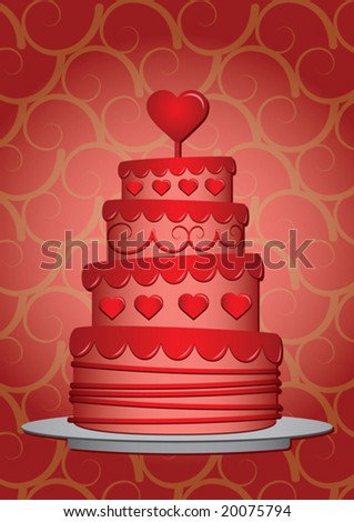 Red love cake - vector