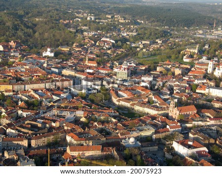 Aerial view of city of Vilnius (Lithuania) old town