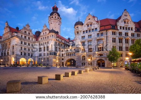 Leipzig, Germany. Cityscape image of Leipzig, Germany with New Town Hall at twilight blue hour. Royalty-Free Stock Photo #2007628388