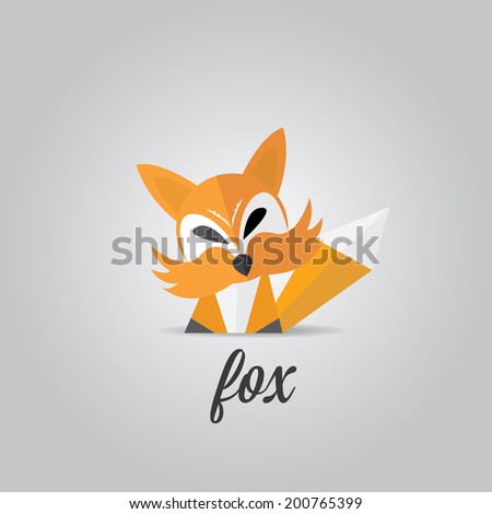 vector cut paper little fox. fox icon vector illustration