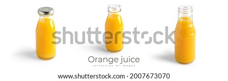 Orange juice in bottle isolated on white background. High quality photo