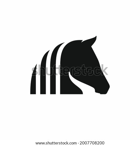 Horse logo template. Horse head. Equestrian sports. Vector illustration isolated on white background. Silhouette horse. Derbi. Equestrian Events. Logotype