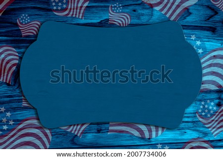 Retro American patriotic background with grunge USA flag stars on blue wood with copy space for your patriotic message