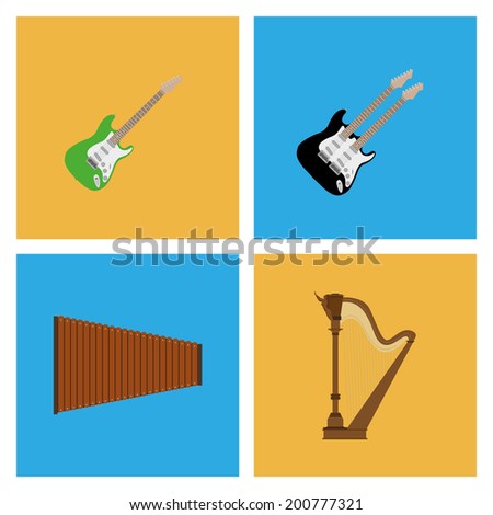 Vector Set Of Different Colorful Musical Elements