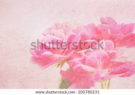 rose flowers on mulberry paper texture style