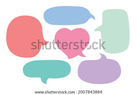 speech bubble chat pastel color and cute heart shape, balloon speech for dialog box, speech bubble frame for text title discussion, vector