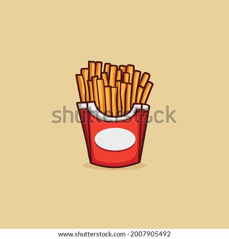 french fries Icon isolated Vector illustration with outline cartoon simple color 