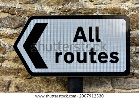 View of a sign reading All Routes