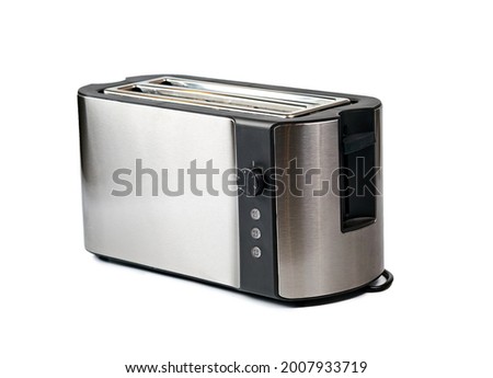 double seat allic toaster with long slot on white background, isolate