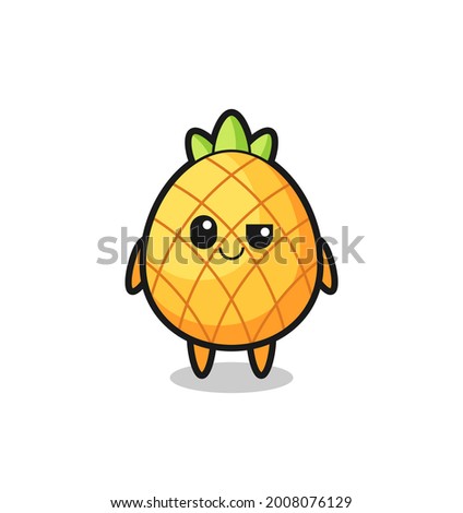 pineapple cartoon with an arrogant expression , cute style design for t shirt, sticker, logo element