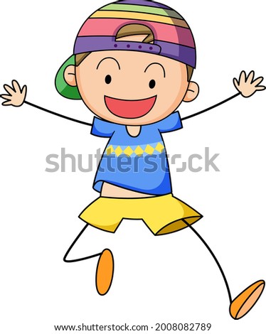 A happy boy doodle cartoon character isolated illustration