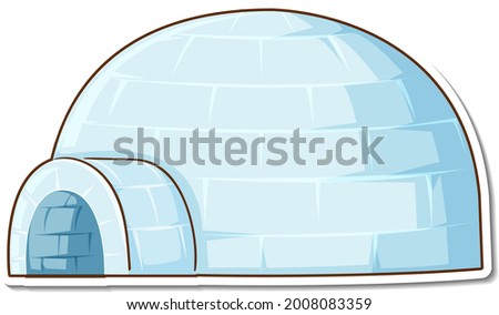 Sticker Ice igloo house on white background illustration