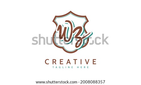 WZ Initials, handwriting logo vector