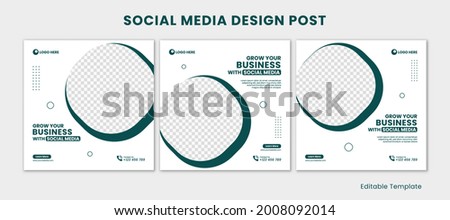Set of Editable Social Media Instagram Design Post Template, With Rounded Rectangle Design Green and White Color. Suitable For Social Media Post, Ads, Promotion Product, Business, Company, etc.