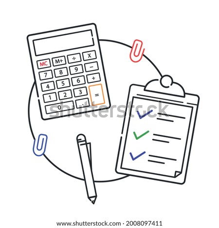 Calculator and office supplies icons