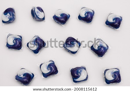 washing pods. laundry accessories. gel capsules for washing machines. on a white background