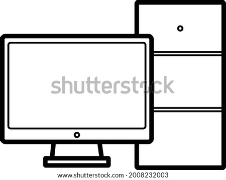 Device Icon. Personal computer (PC) flat line icon.  Vector illustration 