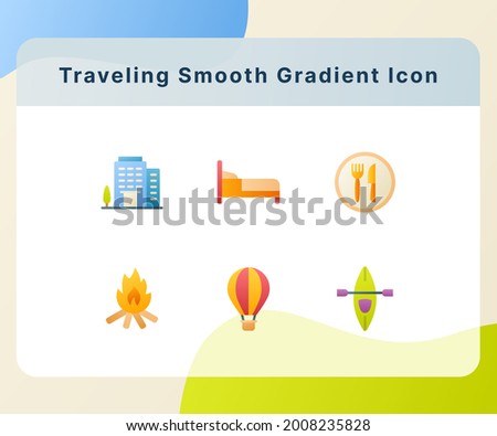 traveling icon icons set collection pack package white isolated background with smooth gradient color style