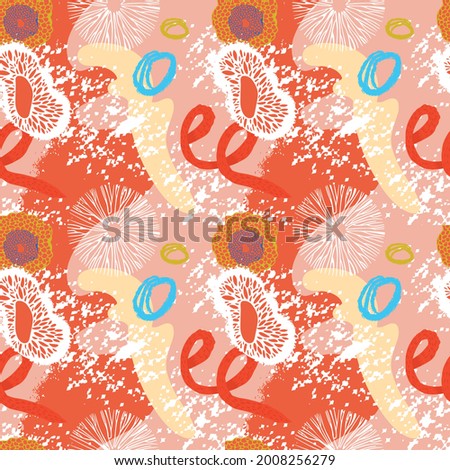Creative doodle art seamless pattern with different shapes and textures. Collage. Vector